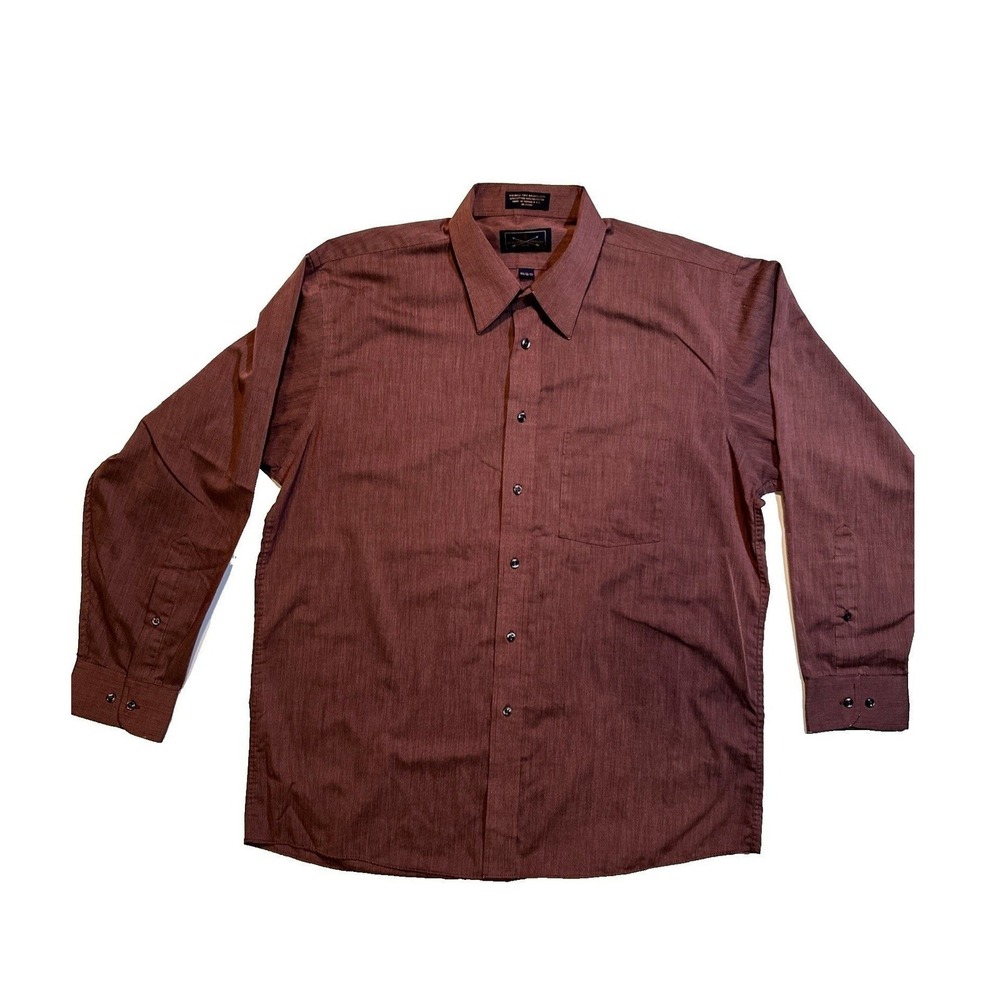 Arrow Company Wrinkle‎ Free Broadcloth Men Dress Shirt Brown 16.5 32 33